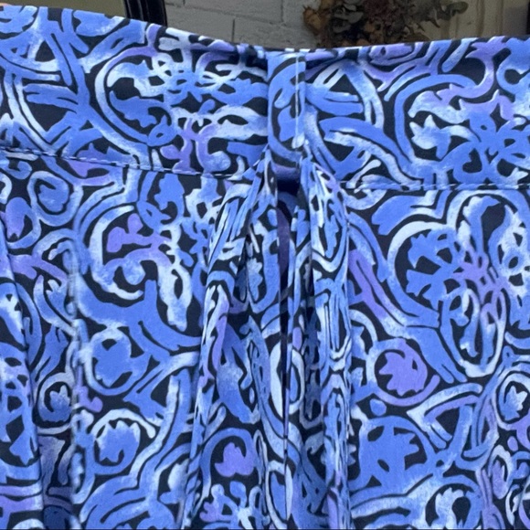 Pendleton Bow Tie detail Blue Pattern Print Secretary Blouse long sleeves - Picture 15 of 16